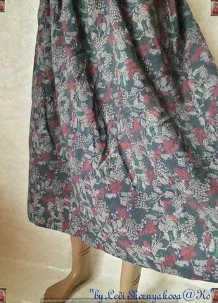 Красивая красочная юбка миди со 100% шерсти в нежный цветочный принт, размер с-м6 фото