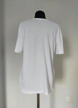 Белая футболка  с принтом на груди h&m, 170/92 cm,7 фото
