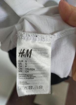 Белая футболка  с принтом на груди h&m, 170/92 cm,8 фото