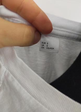 Белая футболка  с принтом на груди h&m, 170/92 cm,5 фото