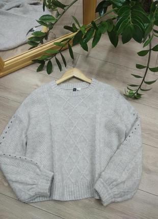 H&m базовий вязаний оверсайз светр кофта джемпер світшот бежевого кольору розмір s xs вовна альпака