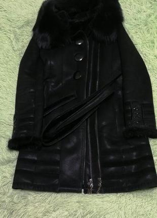 Стильна зимова дублянка дубльонка тепла модна с натуральним хутром