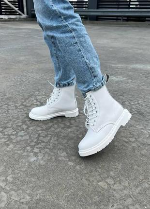 Шикарні зимові черевики dr. martens 1460 white fur  ботинки с мехом