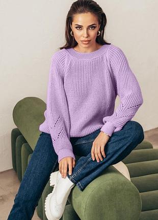 Новий вовняний жіночий теплий светр в пастельному бузковому