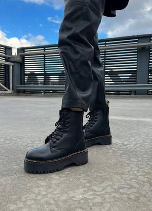 Шикарні зимові черевики dr. martens jadon black fur ботинки с мехом1 фото