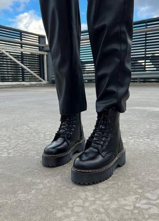 Шикарні зимові черевики dr. martens jadon black fur ботинки с мехом5 фото