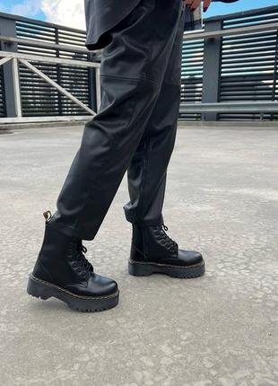 Шикарні зимові черевики dr. martens jadon black fur ботинки с мехом2 фото