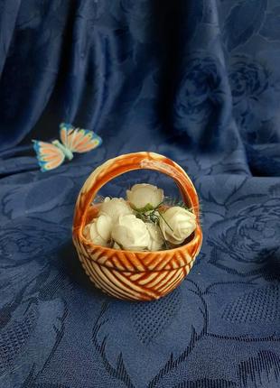 Корзинка 🥐🦋🥯 керамическая ваза миниатюра вазочка маленькая лукошко глина керамика3 фото