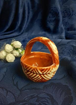 Корзинка 🥐🦋🥯 керамическая ваза миниатюра вазочка маленькая лукошко глина керамика4 фото