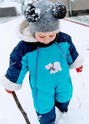 Комбінезон зимовий теплий на овчині для хлопчика1 фото