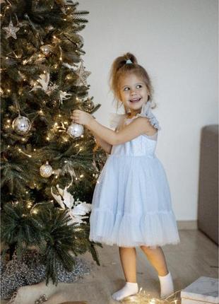 Пышное праздничное платье, голубое пышное платье, фатиновое платье на девочку2 фото