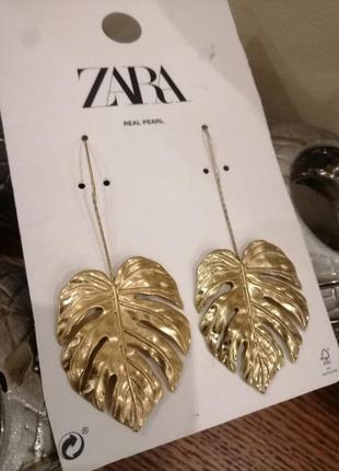 Серьги лист zara