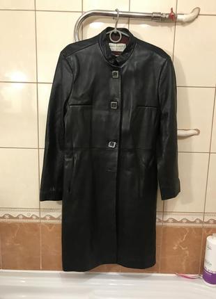 Плащ  кожаный  marco gianotti  пальто  кожаная куртка италия1 фото