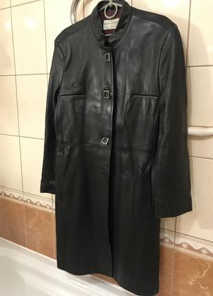 Плащ  кожаный  marco gianotti  пальто  кожаная куртка италия3 фото