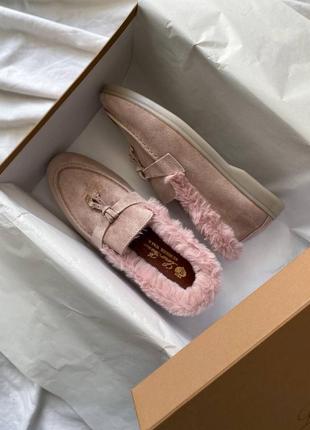 Жіночі зимові замшеві лофери lоrо ріаna