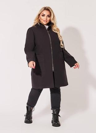 Женское пальто из мягкого турецкого кашемира на подкладке застежка молния большие размеры5 фото