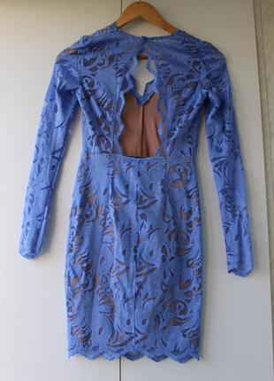 Коктейльное кружевное платье с открытой спиной3 фото