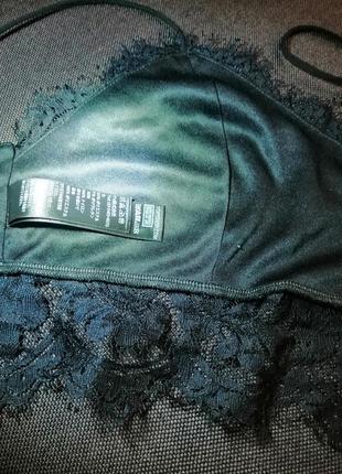 Чорний топ ліф бралет бюстгальтер кружевний гіпюровий на шлейках замочку topshop9 фото