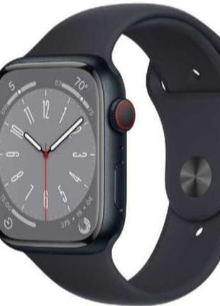 Смарт-часы apple watch series 8 gps+cellural, 45mm griphite stainless steel case with midnight sport band