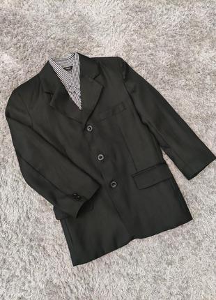 Класичний піджак жакет темно сірий в полоску, на зріст 128-140 см