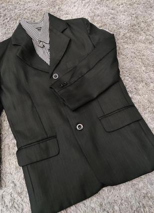 Класичний піджак жакет темно сірий в полоску, на зріст 128-140 см3 фото