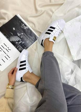 Жіночі кросівки adidas superstar white black / smb