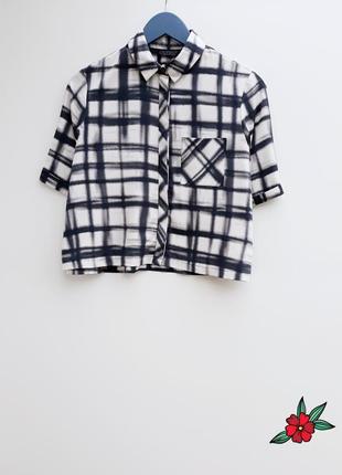 Укороченая рубашка клетка стильная рубашка в клетку