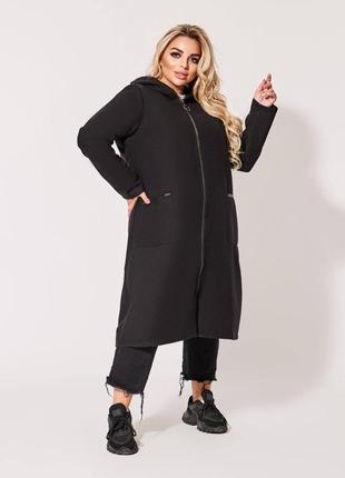Женское пальто из мягкого турецкого кашемира на подкладке застежка молния большие размеры2 фото