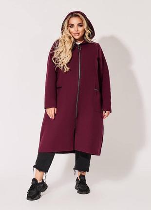 Женское пальто из мягкого турецкого кашемира на подкладке застежка молния большие размеры5 фото