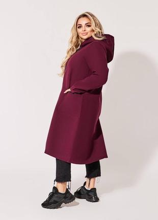 Женское пальто из мягкого турецкого кашемира на подкладке застежка молния большие размеры7 фото