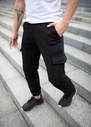 Мужские чёрные штаны на флисе cose чоловічі чорні штани на флісі cose