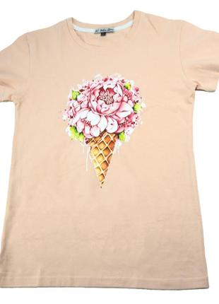 Дизайнерская футболка цифровая печать мороженное с цветами helen stone3 фото
