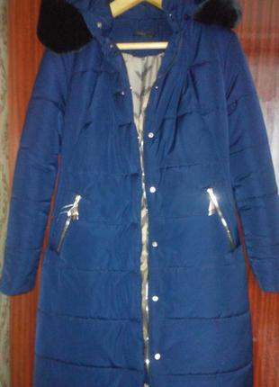 Пуховик-пальто полуприталенного силуэта,комфортное и теплое,размер 48-50.3 фото