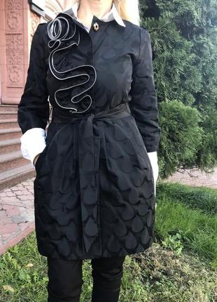 Плащ кардиган женский легкий черный с розой