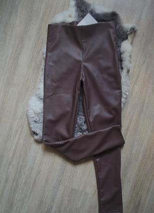 Шкіряна утепленні лосіни на резинці