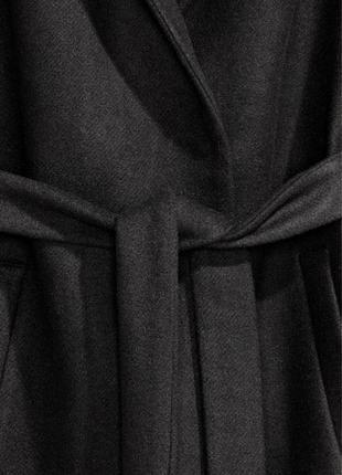 Пальто hm шерсть зима с капюшоном h&m black2 фото