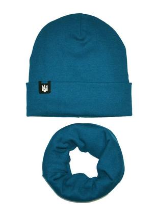 Шапка и снуд комплект зимний с гербом украины 50/56см