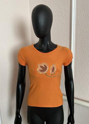 Оранжевая футболка майка тенниска поло топик топ2 фото