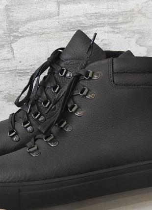 Зимові чорні шкіряні черевики чоловіче взуття великих розмірів rosso avangard