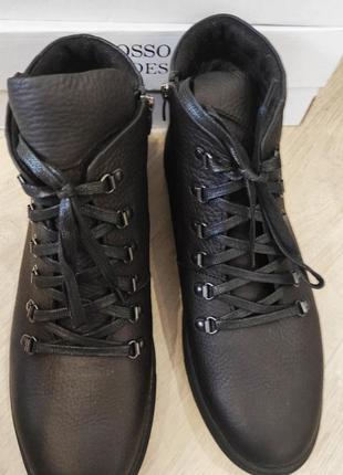 Зимові чорні шкіряні черевики чоловіче взуття великих розмірів rosso avangard