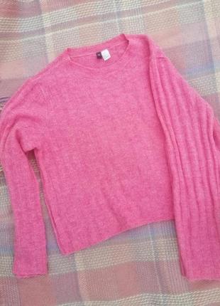 Рожевий светр h&m, тонкий светр, свитер розовый, светригерстянмй, светр з альпакою3 фото