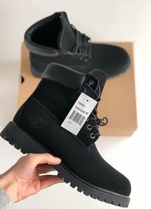 Ботинки timberland black с мехом