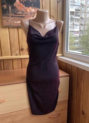 Платье резинка люрекс тонкие бретели резинки вечернее коктейльное элегантное легкое1 фото