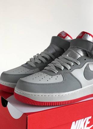 Nike air force 1 mid 07 platinum wolf grey-bright crimson