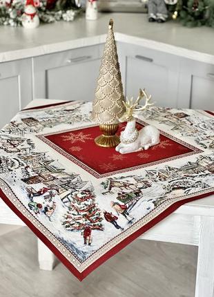 Скатертина на новорічний стіл 98х98 см. гобеленова limaso