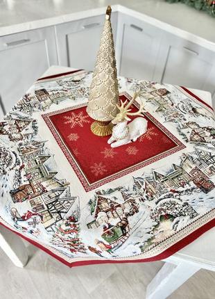 Скатертина на новорічний стіл 98х98 см. гобеленова limaso