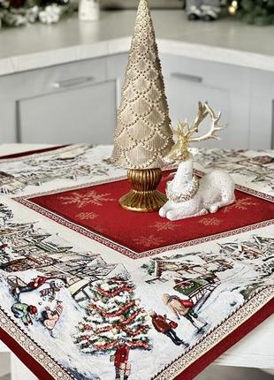 Скатертина на новорічний стіл 98х98 см. гобеленова limaso