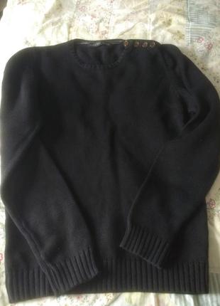 Котоновый мужской свитер реглан с застежкой на плече zara м-l3 фото