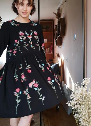 Платье с вышивкой в цветы, италия9 фото