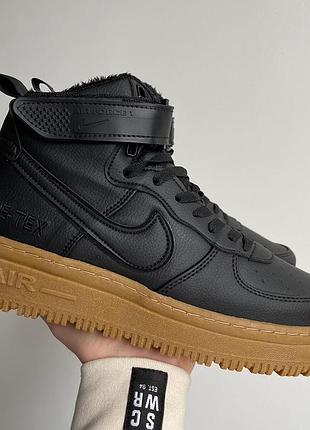 Nike air force 1 gore-tex black\brown (хутро)